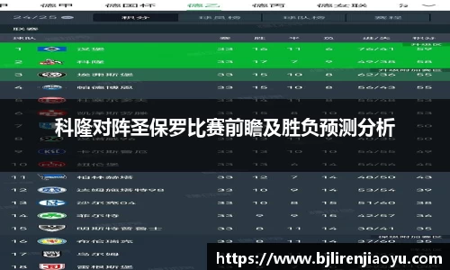 科隆对阵圣保罗比赛前瞻及胜负预测分析